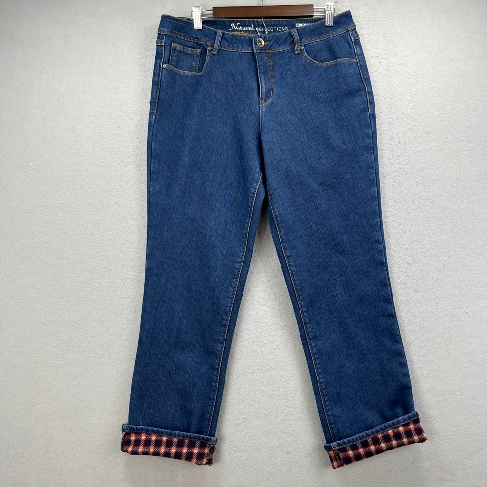 Natural Reflections Jeans Womens 12 Blue Flannel Lined Comfort Stretch Outdoor